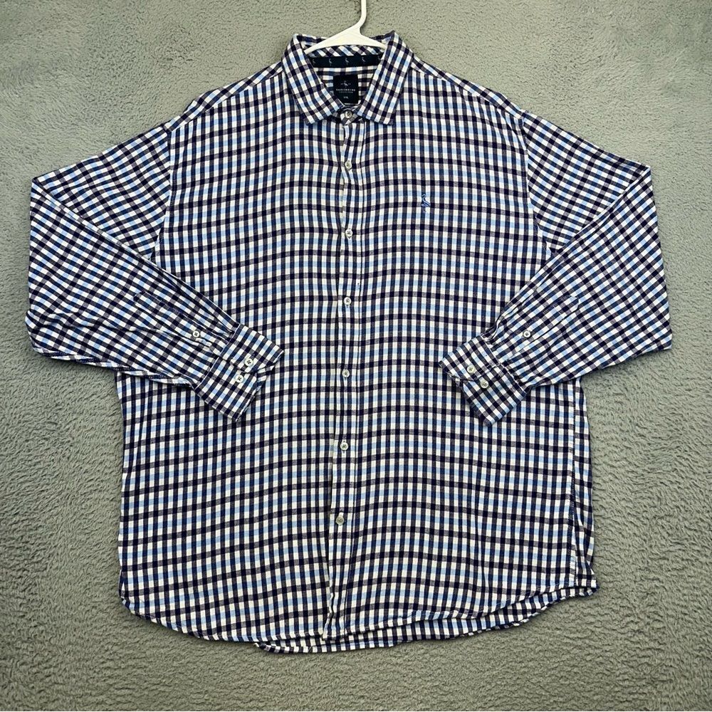 Tailorbyrd Shirt Mens XXL Blue Purple Plaid Stretch Long Sleeve Business Wedding